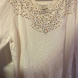 Cream colored sequence gold shirt